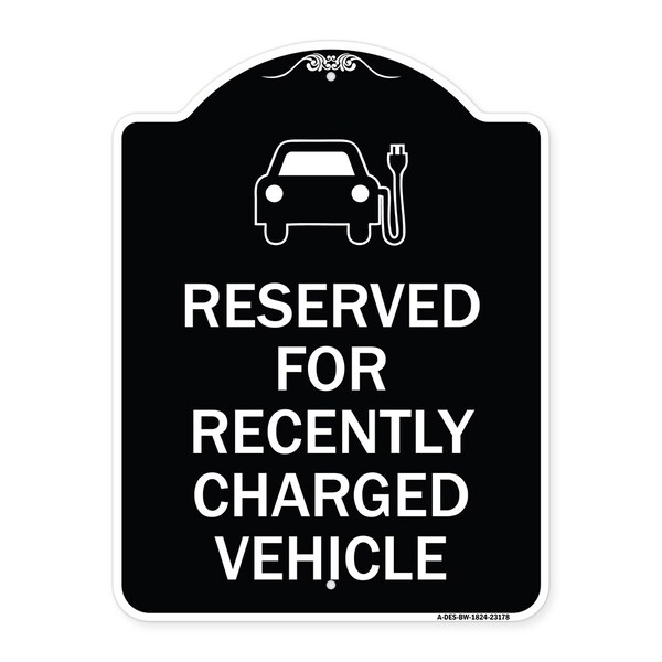 Signmission Reserved for Recently Charged Vehicle W/ Graphic Heavy-Gauge Aluminum Sign, 24" x 18", BW-1824-23178 A-DES-BW-1824-23178 - main